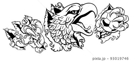 Bald Eagle Hawk Ripping Soccer Football Mascot 93019746