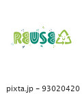 Reuse. Vector lettering about eco, waste management, minimalism. 93020420