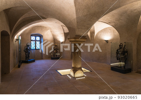 The renaissance knight plate armor at the Orava Castle. Oravsky Podzamok, Slovakia, 21 July 2022 93020665