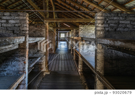 Barrack for prisoners in the Auschwitz - Birkenau concentration camp. Oswiecim, Poland, 17 July 2022 Barrack for prisoners in the Auschwitz - Birkenau concentration camp. Oswiecim, Poland, 17 July 2022 93020679