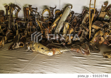 Prosthetic legs in the Auschwitz - Birkenau concentration camp. Oswiecim, Poland, 17 July 2022 93020746