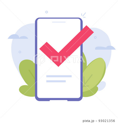 Phone check mark apply and updated icon vector or mobile cellphone payment done and vote agree success graphic illustration modern design on screen, tick checkmark accept or approve complete image Phone check mark apply and updated icon vector or mobile cellphone payment done and vote agree success graphic illustration modern design on screen, tick checkmark accept or approve complete image 93021356
