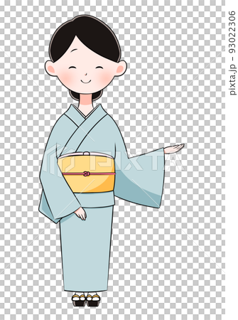 こちらになります　にっこり微笑む着物を着た女性のイラスト 93022306