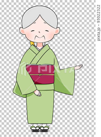 こちらになります にっこり微笑む着物を着たシニア女性のイラスト こちらになります にっこり微笑む着物を着たシニア女性のイラスト 93022322