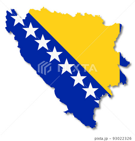 Bosnia Herzegovina flag map on white background 3d illustration with clipping path Bosnia Herzegovina flag map on white background 3d illustration with clipping path 93022326
