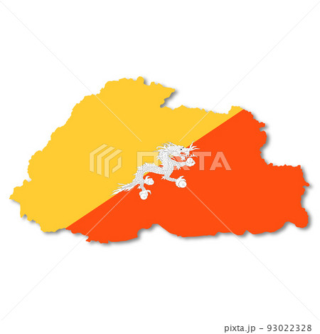 Bhutan flag map on white background 3d illustration with clipping path Bhutan flag map on white background 3d illustration with clipping path 93022328