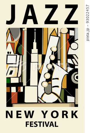 Jazz poster with saxophone in New York 93022457