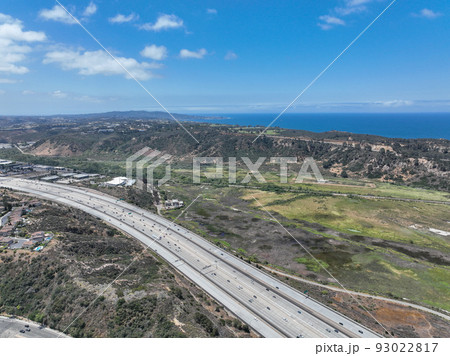 Aerial view of highway interchange and junction, San Diego Freeway interstate 5 Aerial view of highway interchange and junction, San Diego Freeway interstate 5 93022817