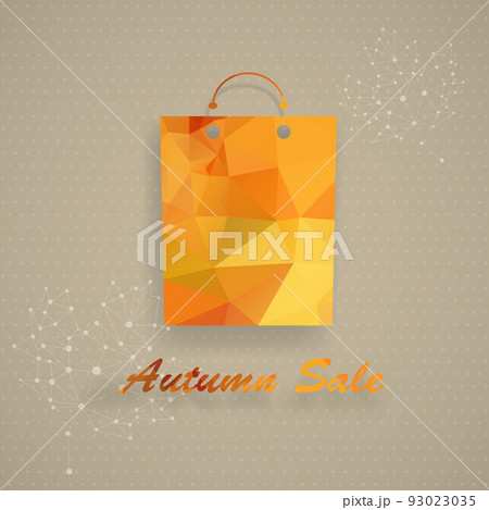Autumn sale shopping bag in low-poly triangular style 93023035