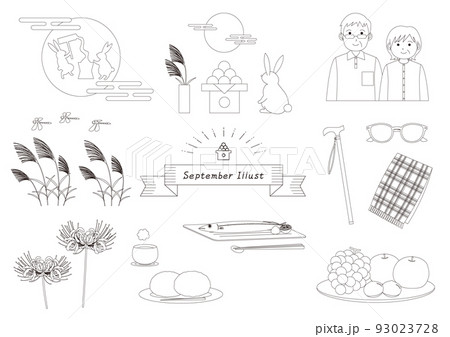 9月_秋_イラスト_セット_線画 93023728