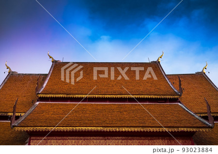 Red roof of Buddhist temple in Thailand Red roof of Buddhist temple in Thailand 93023884