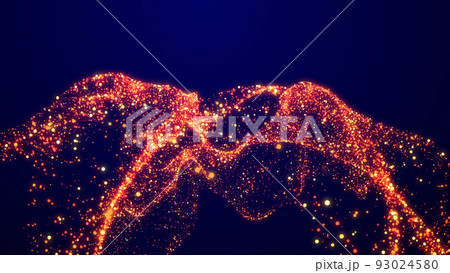 particle background like confetti in oil. 3d render of magic fiery golden sparkles glisten and shine, swirling in viscous liquid, colorful shimmering in the light. 93024580