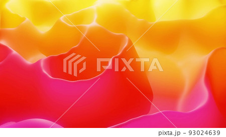 Stylish abstract background, surface of soft translucent material like peach jelly. Creative soft bright 3d bg with inner glow for festive events. Red orange yellow gradient. 3d render 93024639
