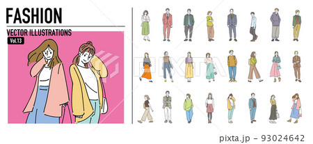 人物 ファッションおしゃれイラスト素材	 93024642