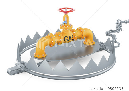 Gas pipeline inside bear trap 3D rendering Gas pipeline inside bear trap 3D rendering 93025384