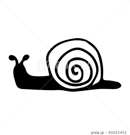 Vector single element cute snail black silhouette Vector single element cute snail black silhouette 93025452
