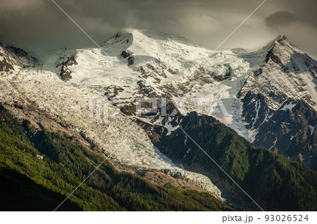 Mont Blanc Massif and Glacier Bossons in Haute Savoie, Chamonix, French Alps Mont Blanc Massif and Glacier Bossons in Haute Savoie, Chamonix, French Alps 93026524