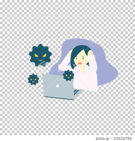 當她的電腦感染病毒時震驚的女人 93026786