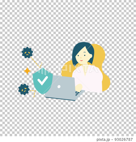 使用帶有防病毒軟件的計算機的女性 93026787