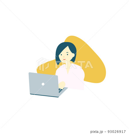 楽しそうにノートパソコンを操作する女性 93026917