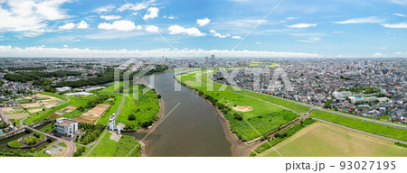 空撮「千葉県」江戸川矢切付近から下流を望む 93027195