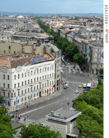 View from the ferris wheel to the ancient buildings of Andrassy Avenue. Budapest, Hungary 93027434