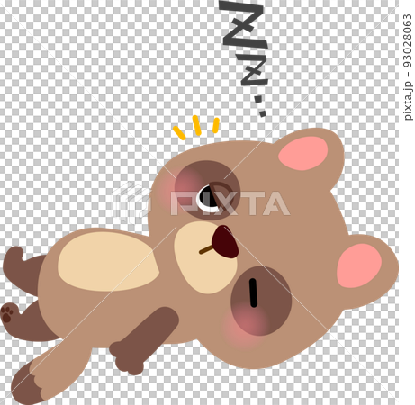 寝たふりをしているタヌキ、狸寝入りのイラスト素材 [93028063