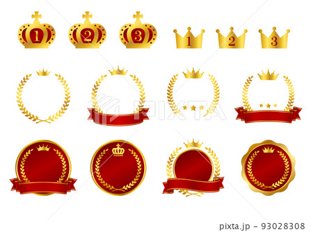 王冠・月桂冠・リボンなどを使ったイラスト素材 93028308