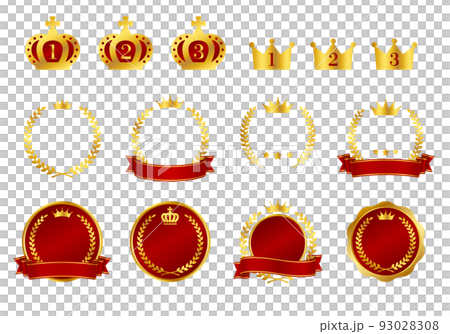 王冠・月桂冠・リボンなどを使ったイラスト素材 93028308