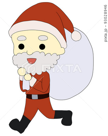 プレゼントを持って走るサンタクロース 93028946