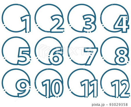 数字 カレンダー 番号 丸型 セット 青線のイラスト素材 数字 カレンダー 番号 丸型 セット 青線のイラスト素材