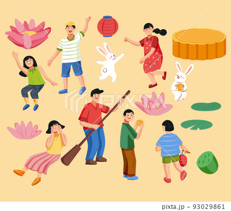 Mid Autumn Festival elements set Mid Autumn Festival elements set 93029861