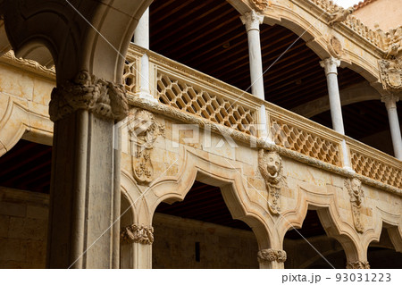 Typical Salamanca architecture of Public Library patio, Spain 93031223