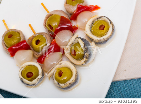 Appetizers with anchovies and vegetables Appetizers with anchovies and vegetables 93031395