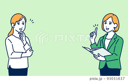 ビジネスパーソンへ相談をする女性のベクターイラスト素材 93031637