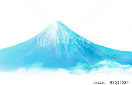 富士山の風景イラスト　水色　年賀状素材 93032020