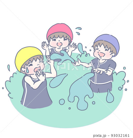 水をかけられて嫌がる女の子(スクール水着ver) 93032161