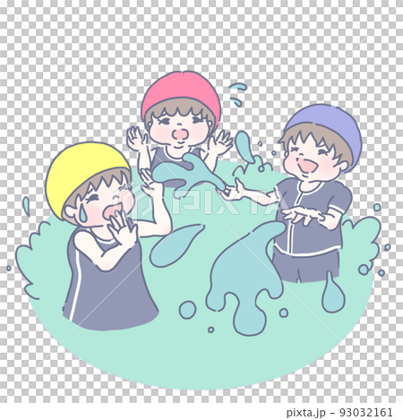 水をかけられて嫌がる女の子(スクール水着ver) 93032161