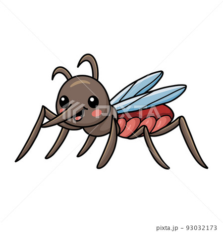 Cute little mosquito cartoon posing	 93032173
