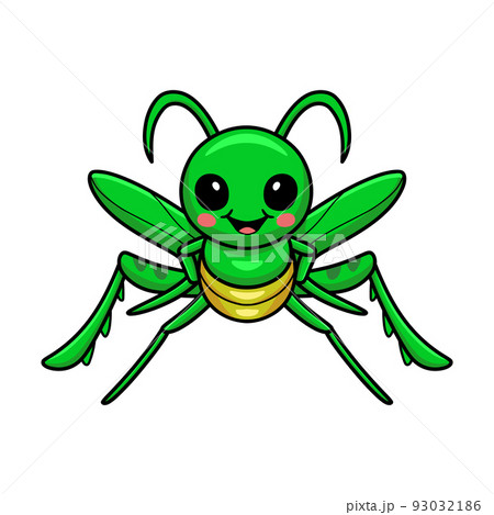 Cute little mantis cartoon character Cute little mantis cartoon character 93032186