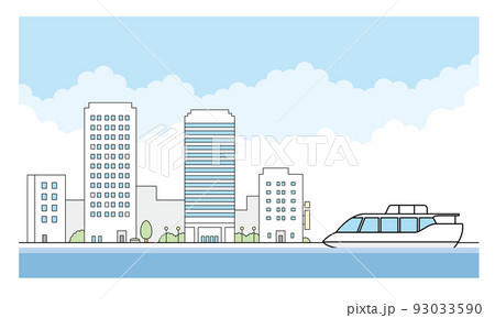 海と街並みと遊覧船のイラスト素材。 93033590