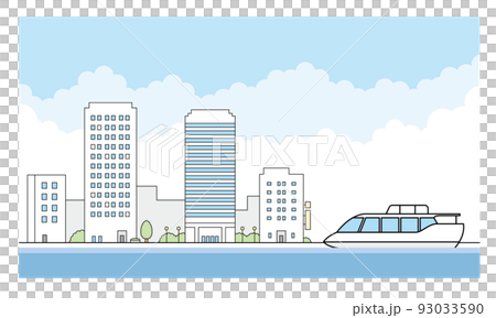 海と街並みと遊覧船のイラスト素材。 93033590