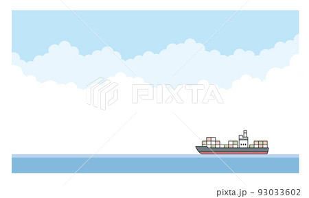 海とコンテナ船のイラスト素材。 93033602