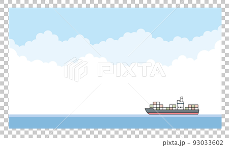 海和集裝箱船的插圖素材。 93033602
