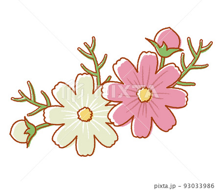 シンプルでかわいい手描き風のコスモス シンプルでかわいい手描き風のコスモス 93033986
