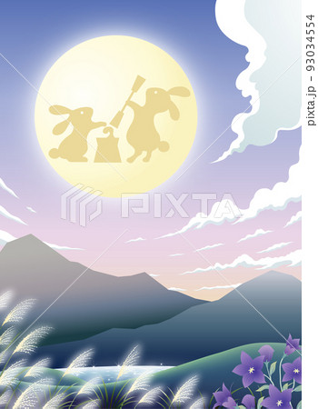 中秋の名月 十五夜 お月見 ススキ 桔梗 中秋の名月 十五夜 お月見 ススキ 桔梗 93034554