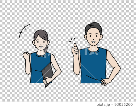 做一個膽量姿勢體育教練教練男性和女性插圖 做一個膽量姿勢體育教練教練男性和女性插圖 93035260