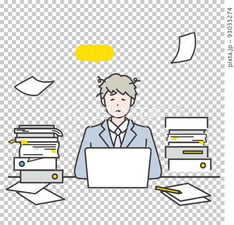 Illustration material of a busy businessman Paperless work that has not progressed 93035274
