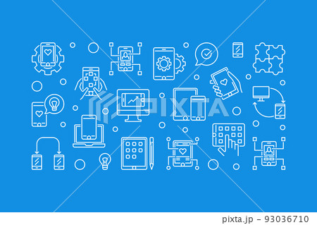 App Development vector horizontal illustration in line style App Development vector horizontal illustration in line style 93036710