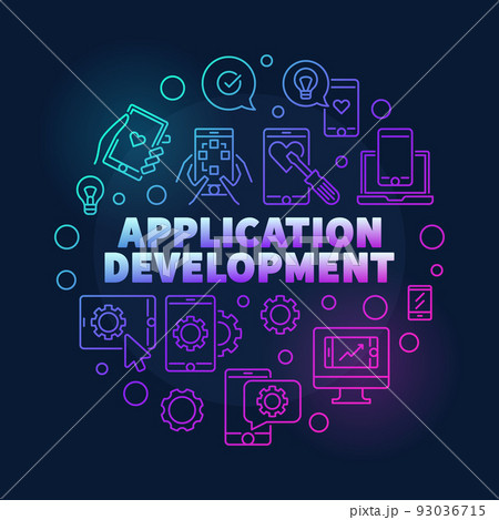 Application Development vector round line colorful illustration Application Development vector round line colorful illustration 93036715